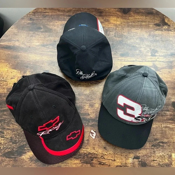VINTAGE BUNDLE: NASCAR. 3- Dale Earnhardt baseball caps + #3 pin. - Picture 2 of 16